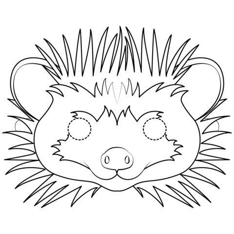 Hedgehog Mask Coloring Page